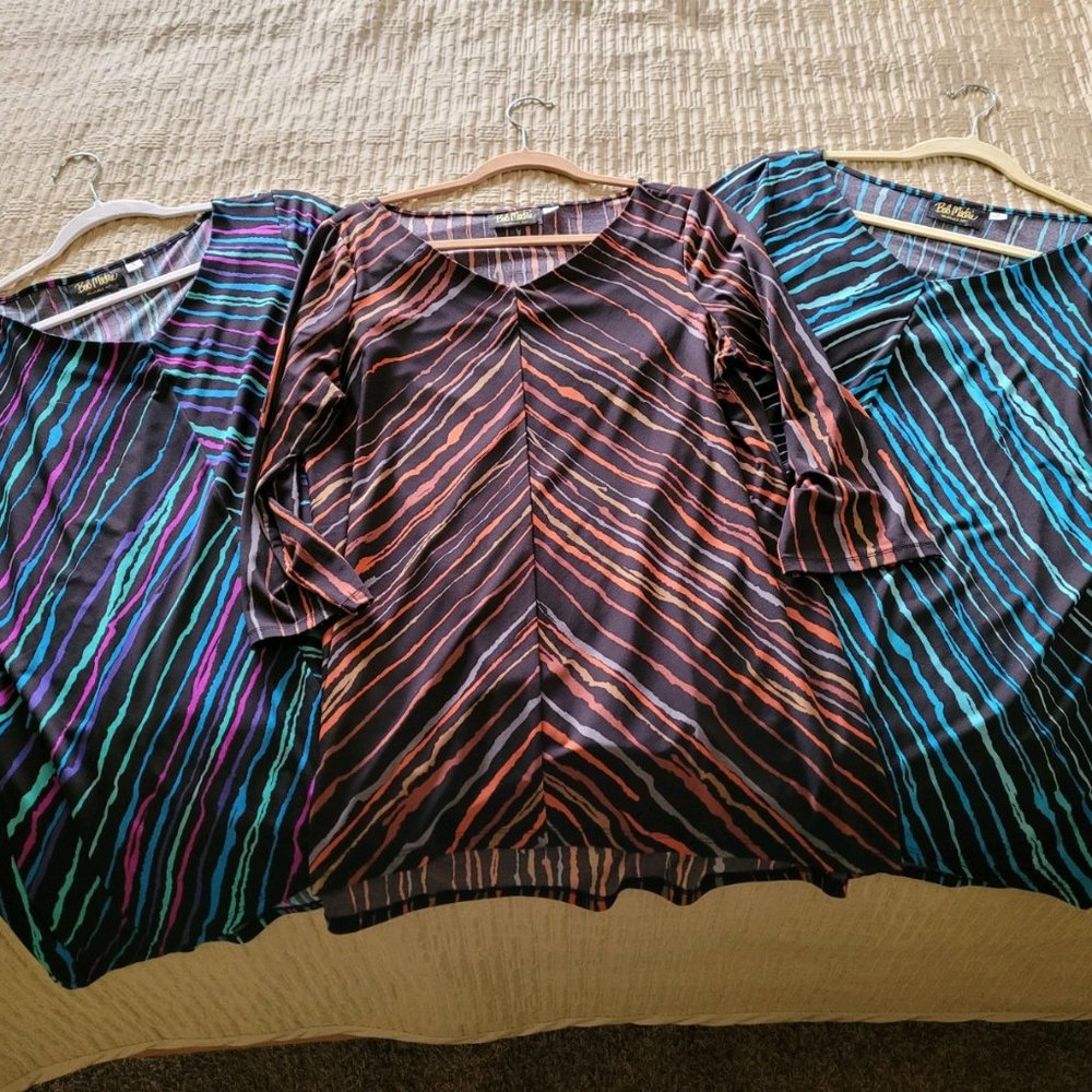 LOT OF 3 Wearable Art by Bob Mackie Tunic Tops - Size M